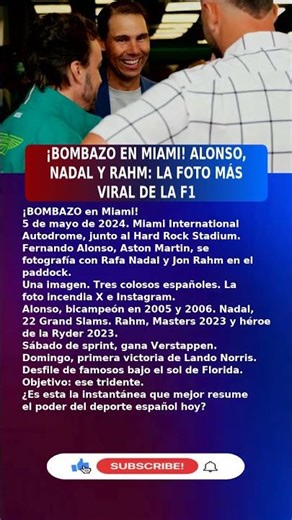 🔥Fernando Alonso (44) FOTO VIRAL CON NADAL Y RAHM (2026) #UltimaHora #España