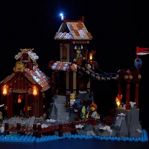 It's all in the details! Discover the intricate design and unique character of the new Viking Village, now enhanced by our light kit! Available now across all of our online stores! | Light My Bricks