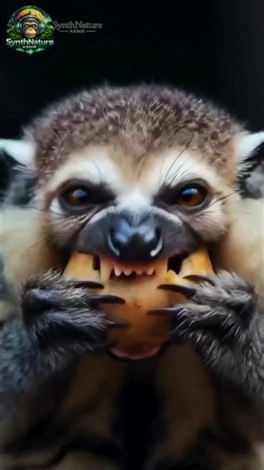 Calm Slow Loris Eating Hard Forest Fruit 🍂 | Crunchy ASMR Shorts