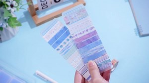 Crtiin 60 Pcs Washi Tape Cards Organizer with Storage Box –Portable Washi Tape Holder & Display Board for Scrapbooking, Journaling, DIY Crafts, Travel (Blue)