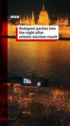 Thousands celebrated overnight after Viktor Orbán conceded defeat after 16 years. #Hungary #BBCNews
