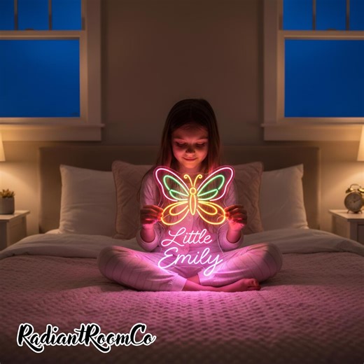 Custom Printed Acrylic Neon Sign, A Colorful Butterfly, Personalized Newborn Baby and Toddler Girl Gift, Nursery and Kid Room Wall Art - Etsy