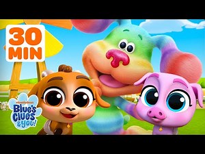 30 MINUTES of Colors w/ Rainbow Puppy & Baby Farm Animals! 🎨 | Blue's Clues & You!