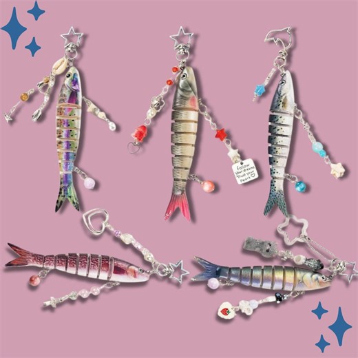 Fish Keychain With Lure or Bait Realistic Fishing Key Chain Gift for Father - Etsy