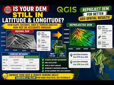 Geospatial Learning 034 | How to Reproject DEM in QGIS for Accurate Analysis