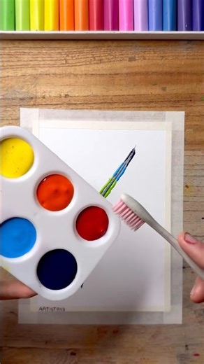 Easy Painting Idea to Try at Home! 🪶 Coloring a Feather Using a Toothbrush! 🌈
