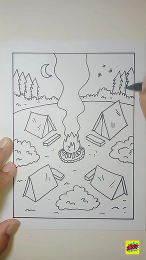 Cara Menggambar Suasana Camping