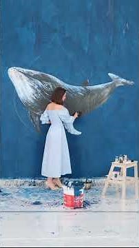 I painted a giant whale on my wall! 🐋✨ #mural #painting