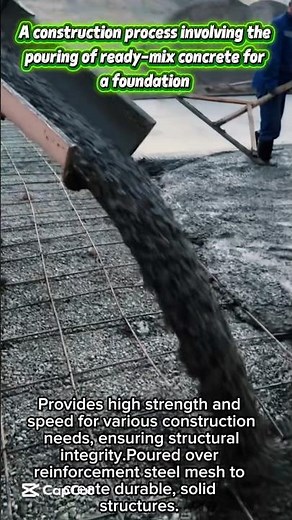 A construction process involving the pouring of ready-mix | concrete for a foundation.