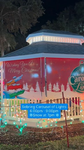 Come out to the Sebring Carousel of Lights at the Sebring Circle in Downtown. Everyday until December 24th from 6pm to 9pm with snow at 7pm. Take a picture with Santa & Grinch and enjoy some games and concession for a small fee🎄. This is a FREE event for the public🎅🏻☃️🎄❄️ | Downtown Sebring
