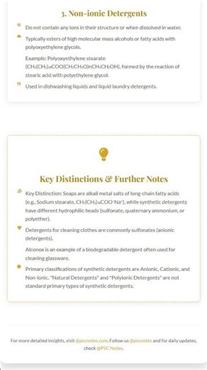 Definition and Classification of Synthetic Detergents Anionic, Cationic, Non-ionic