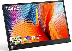 Portable Monitor 144hz 17.3 inch 100% sRGB FHD HDR IPS 1920x1080 VESA Ultra-Slim Screen Dual Speakers with Type-C Mini HDMI for Laptop Phone PC Switch ps5 Xbox MacBook Mac