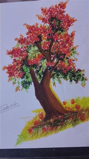 Red ♥️ Tree Drawing #art #drawing #artist