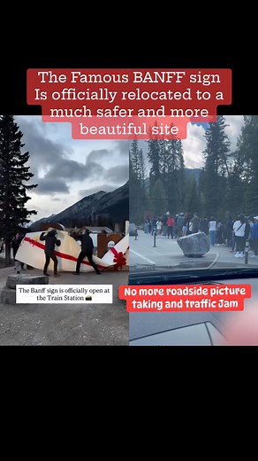 The Banff sign has been relocated and is already open to the public at its new location next to the Banff Train Station. The sign was unveiled on November 20, 2025, following its removal on October 23, 2025, and a temporary pause. The move to the new site was made to create a safer and more convenient spot for visitors to take photos with a more stunning backdrop. #Banff #famous #reopening #safetyfirst #roadsidenomore #nomoretraffic #canadareels #touristspot #Alberta | Espiritu Garduque Jo-Anne