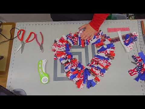 How to Make a Heart Shaped Patriotic Rag Wreath Tutorial