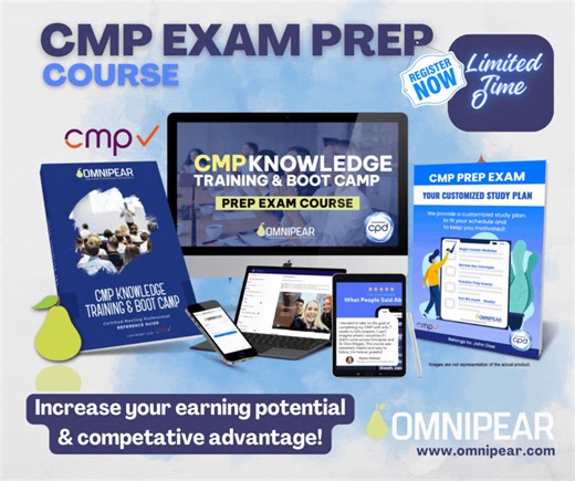 Expand your career horizons with our Certified Meeting Professional (CMP) certification! With tailored study plans, exciting rewards, piles of prep material, and personalized coaching, we're here to help you shoot for the stars. 🏆🎓 Enroll today at: https://omnipear.com/cmp-certification/ Limited time offer for 9 months access (Pricing subject to change without notice) Here's what's waiting for you: ✔️ A study plan that's designed just for you ✔️ Reward points to keep you motivated ✔️ Loads of 