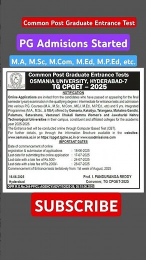 pg Admissions started 2025-26 #cpget2025 #cpget #cpgetwebsite2025 #applypgintelugu #tgcpget #applypg