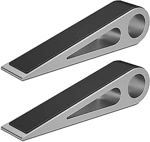 2 Pcs Heavy Duty Door Stopper for Bottom of Door, Aluminum & Rubber Door Stop Wedge- Keep Doors Open in Home, Apartment, Office, Hotel, 4.92L*1.02W*1.22H Inch,Silver
