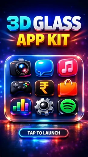 3d glass App Launcher UI 😱🔥 | HTML CSS JavaScript#glassmorphism#ammojs #mobileweb#codepen