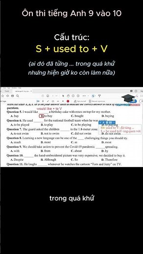 Luyện thi tiếng vào lớp 10 Cấu trúc S used to V trong tiếng Anh
