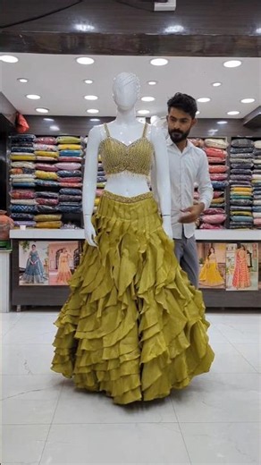 💚 Trending Olive Green Ruffle Lehenga 💃 | Designer Party Wear Lehenga 2026 #Shorts #lehengacholi #yt