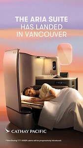 Experience a new era of travel on Cathay Pacific’s daily flights from Vancouver to Hong Kong aboard our reimagined Boeing 777-300ER*. Featuring the award-winning Aria Suite in Business Class, new Premium Economy and refreshed Economy experiences, this elevated journey is designed to inspire from the moment you step on board. Enjoy a space where every detail immerses you in a unique sensory journey. Personal time feels private with your own suite door and a 24-inch 4K experience with Bluetooth au