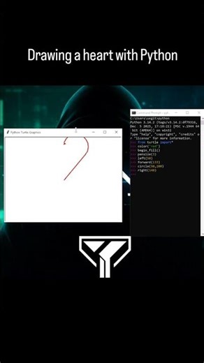 Drawing heart with Python #cmd #python #coding