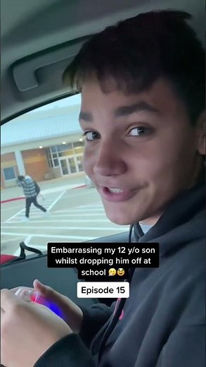 Mom embarrasses her teenage son at school when she drops him off!