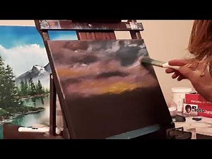 Black Canvas oil painting EASY Stunning Sunset Sky Pt.3 Bob Ross style