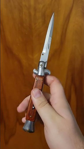 9.5-inch switchblade stiletto knife with wood grips