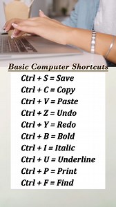 9K views · 87 reactions | Basic Computer Shortcuts Boost your speed and productivity with simple keyboard tricks everyone should know! ⌨️ Learn, practice, and work smarter — not harder!  #ComputerShortcuts #KeyboardTips #TechHacks #BasicComputer #ProductivityTips #LearnComputers #SmartWork #PCTricks #TechSkills #ComputerBasics | Edu Zone | Facebook