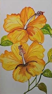 Easy Watercolor Yellow Hibiscus Painting 🌺 #HibiscusPainting #YellowFlower #FloralArt #EasyPainting