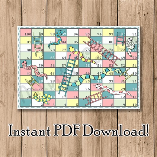 Instant Download Snakes and Ladders Board Game Printable PDF - Etsy UK