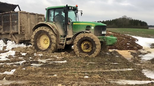 Throwback to Getting stuck in the 6930! #johndeere #6930 #stuck #tractorfailcomplicationfail #traction #mud #spinning #farming
