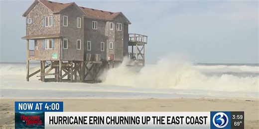Hurricane Erin unleashes powerful waves and rip currents at Misquamicut State Beach