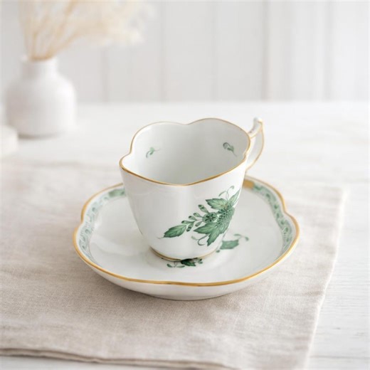 Herend Green Chinese Bouquet Cup & Saucer – Handpainted Hungarian Porcelain - Etsy