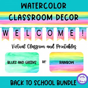 Back to School | Watercolor Classroom Decor Bundle
