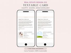 Home Anniversary Text Message Template: Real Estate Client Communication, Referral Request (canva) - Etsy