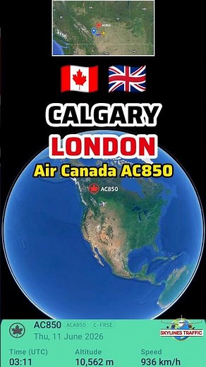 Calgary to London Flight Route with Air Canada AC850#aviation #AvGeek #Calgary #London #travel #fyp