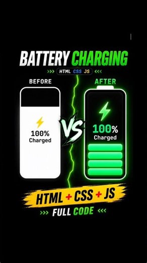From Basic to Awesome Battery Animation 🚀 HTML CSS JavaScript ✨ #coding #tutorial #codingshorts