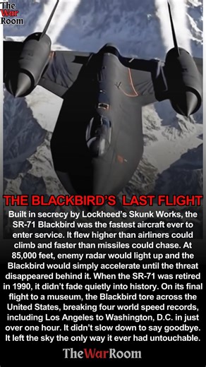 Built in secrecy by Lockheed’s Skunk Works, the SR-71 Blackbird was the fastest aircraft ever flown. When it was retired in 1990, it didn’t slow down. On its final flight to the museum, it broke four world speed records, including Los Angeles to Washington, D.C. in just over an hour. #TheWarRoom #SR71Blackbird #ColdWarTech #fblifestyle | The War Room