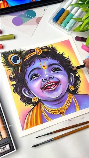 Little Krishna Drawing 🥰Oil Pastel #shorts #art #drawing #krishna #littlekrishna
