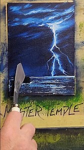 How to paint Lightning over the ocean #art #howtopaint #shorts