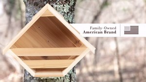 Cedar Mourning Dove Nesting Box - Dove Bird House for Outside Nesting, Outdoor Natural Rough Cut Cedar Bird House w/Natural Shingles (Style 2)