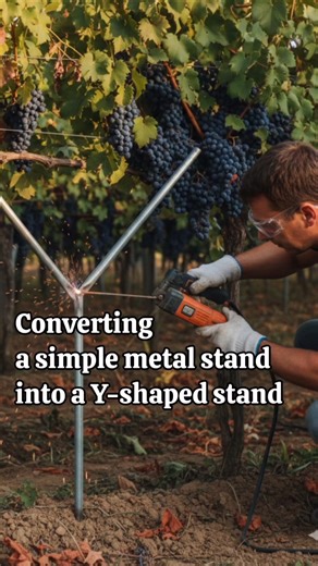 Converting Simple Metal Grape Supports into Y-Shaped Trellises for Higher Vineyard Productivity#tren