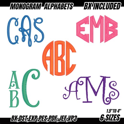 BX Monogram Embroidery Designs, Modern Fishtail Monogram Machine Embroidery Font, Classical, Circular Embroidery, 6 Sizes, Instant Download - Etsy