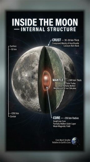 🧱 Internal Structure (Inside the Moon)