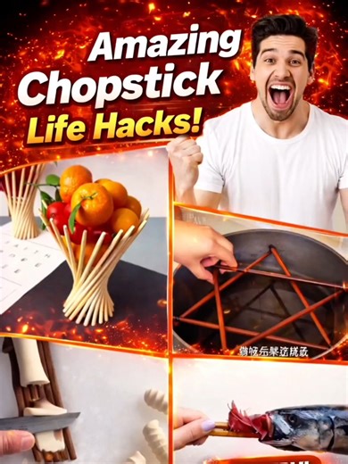Chopstick sirf khane ke liye nahi! 😮 In amazing chopstick life hacks se liquid girna band, fish cleaning easy, dumplings banana simple aur cooking ho jayegi super smart. Video end tak zaroor dekhein aur comment me batayein kaunsa hack best laga 👇 #ChopstickHacks #LifeHacksHindi #AmazingHacks #KitchenHacks #SmartHacks