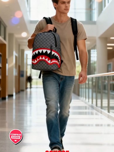 Mochila con Estampado de Tiburón: Estilo Único