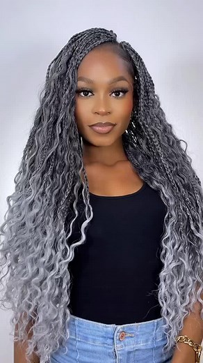 Stylish Gray Bohemian Box Braids Tutorial